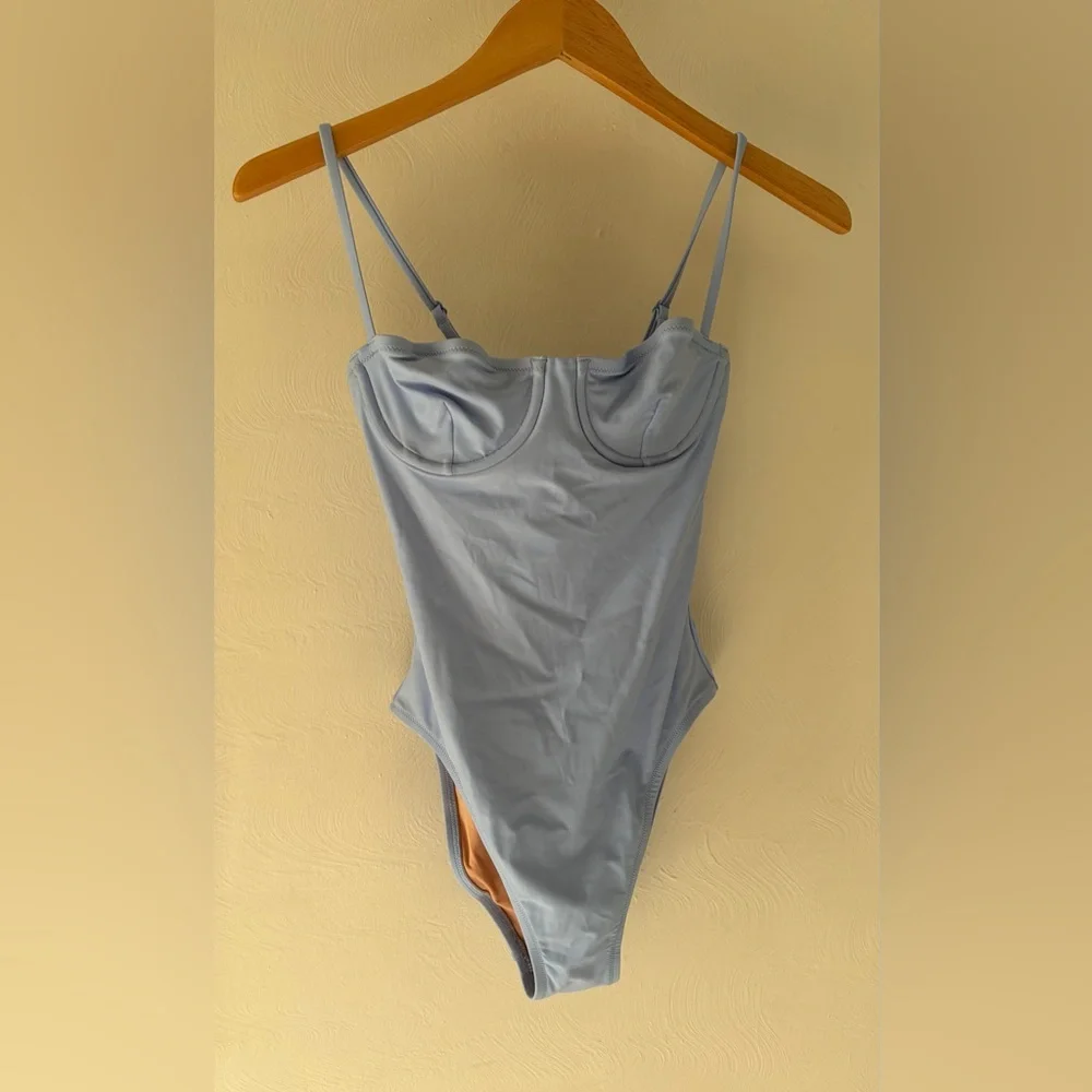 J. Crew Light Blue Molded-Cup One-Piece Swimsuit